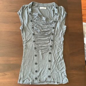 Pilcro and the Letterpress from Anthropologie, cap sleeve green shirt, size S